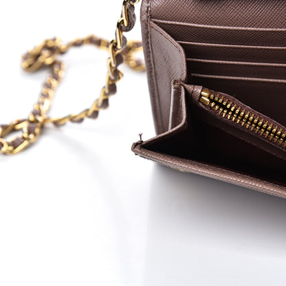 Prada Saffiano Metal Oro Chain Wallet Dark Rose 12 of 14