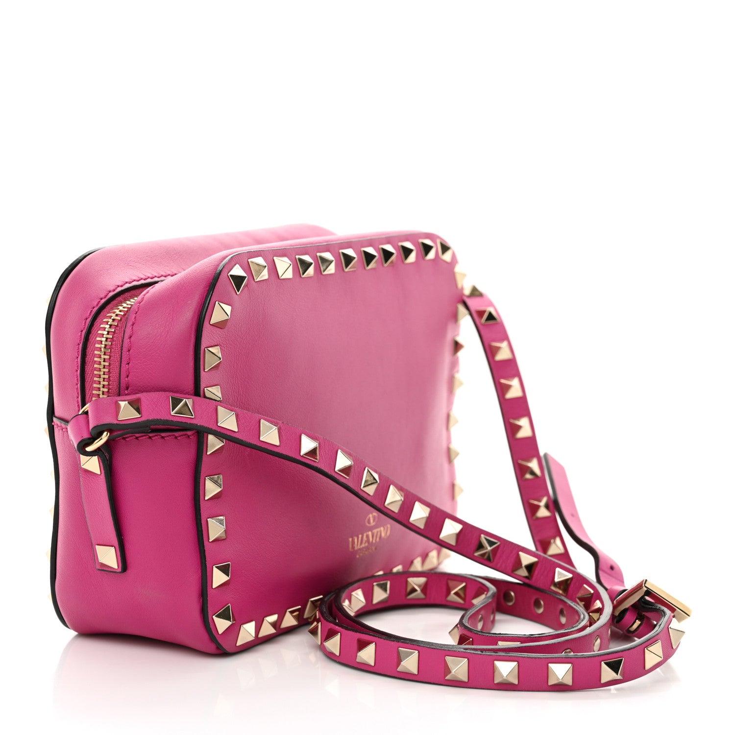 Valentino Garavani Calfskin Rockstud Camera Crossbody Bag Rose Violet 3 of 12