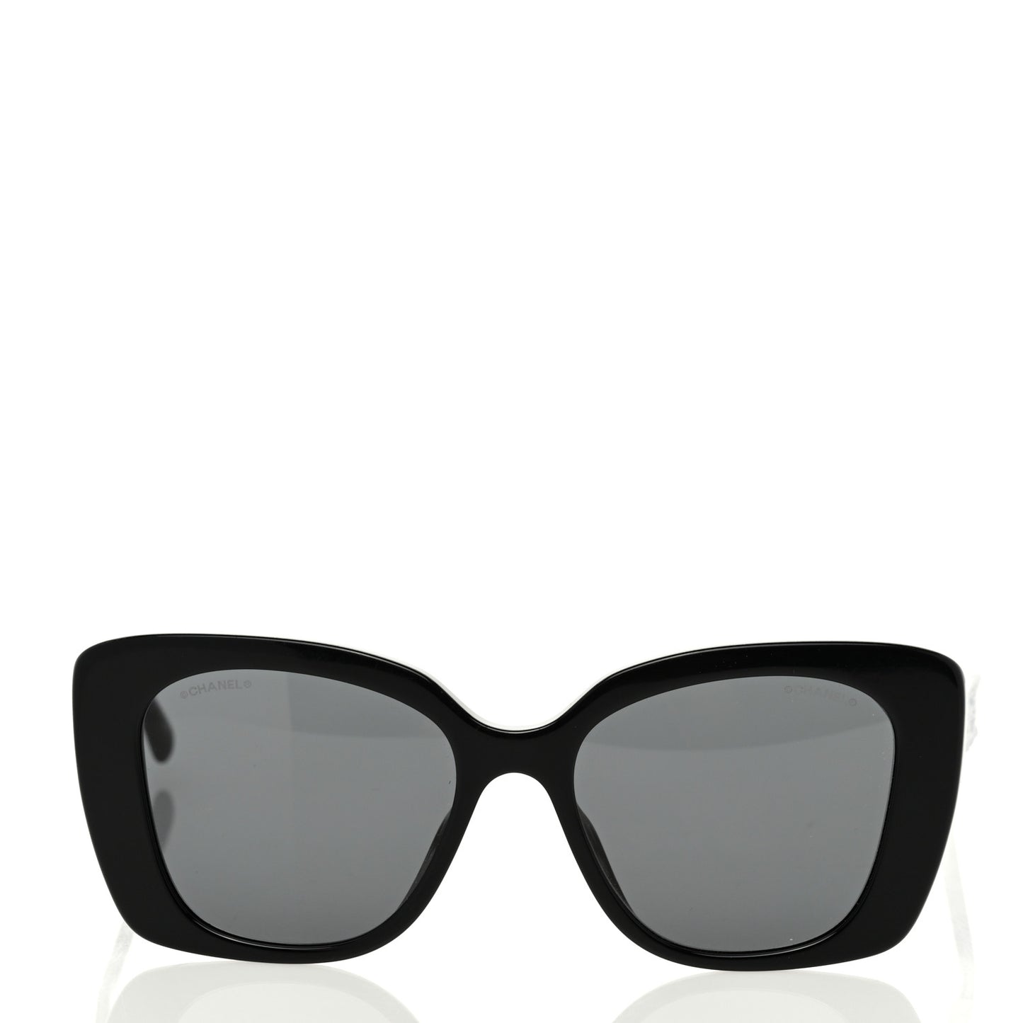 Acetate Strass Square Sunglasses Black White