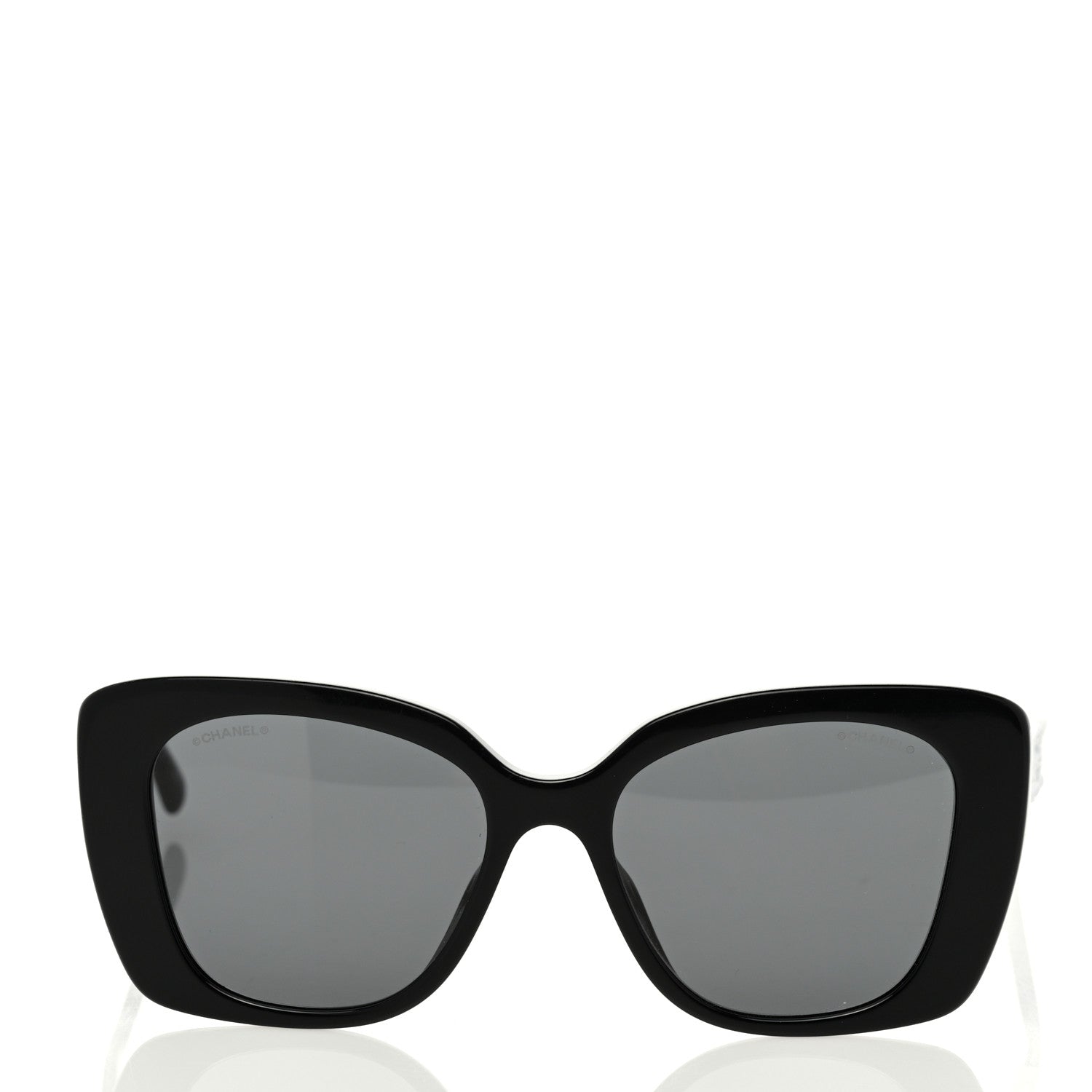 Chanel Acetate Strass Square Sunglasses Black White 2 of 7