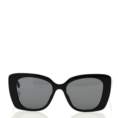 Chanel Acetate Strass Square Sunglasses Black White 2 of 7