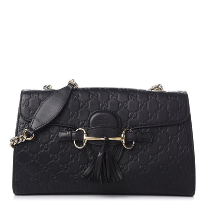 Gucci Guccissima Medium Emily Chain Shoulder Bag Black 1 of 8