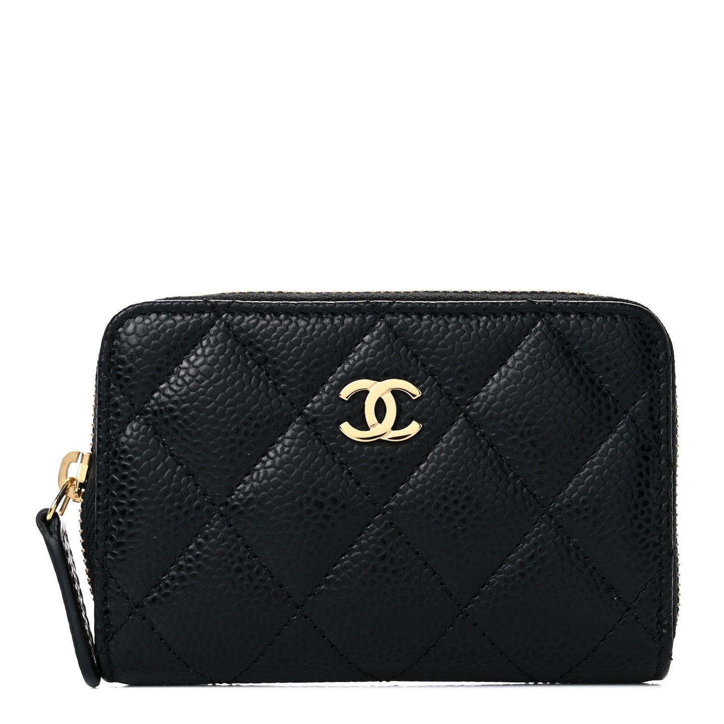 Caviar Quilted Zip Coin Purse Black