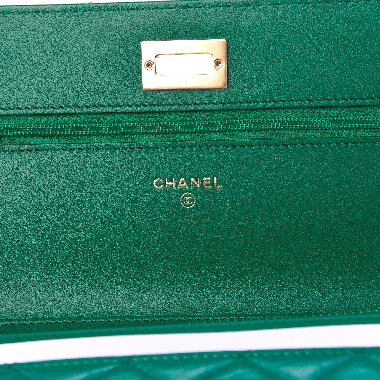 Chanel Aged Calfskin Quilted Reissue Wallet On Chain WOC Green 6 of 11