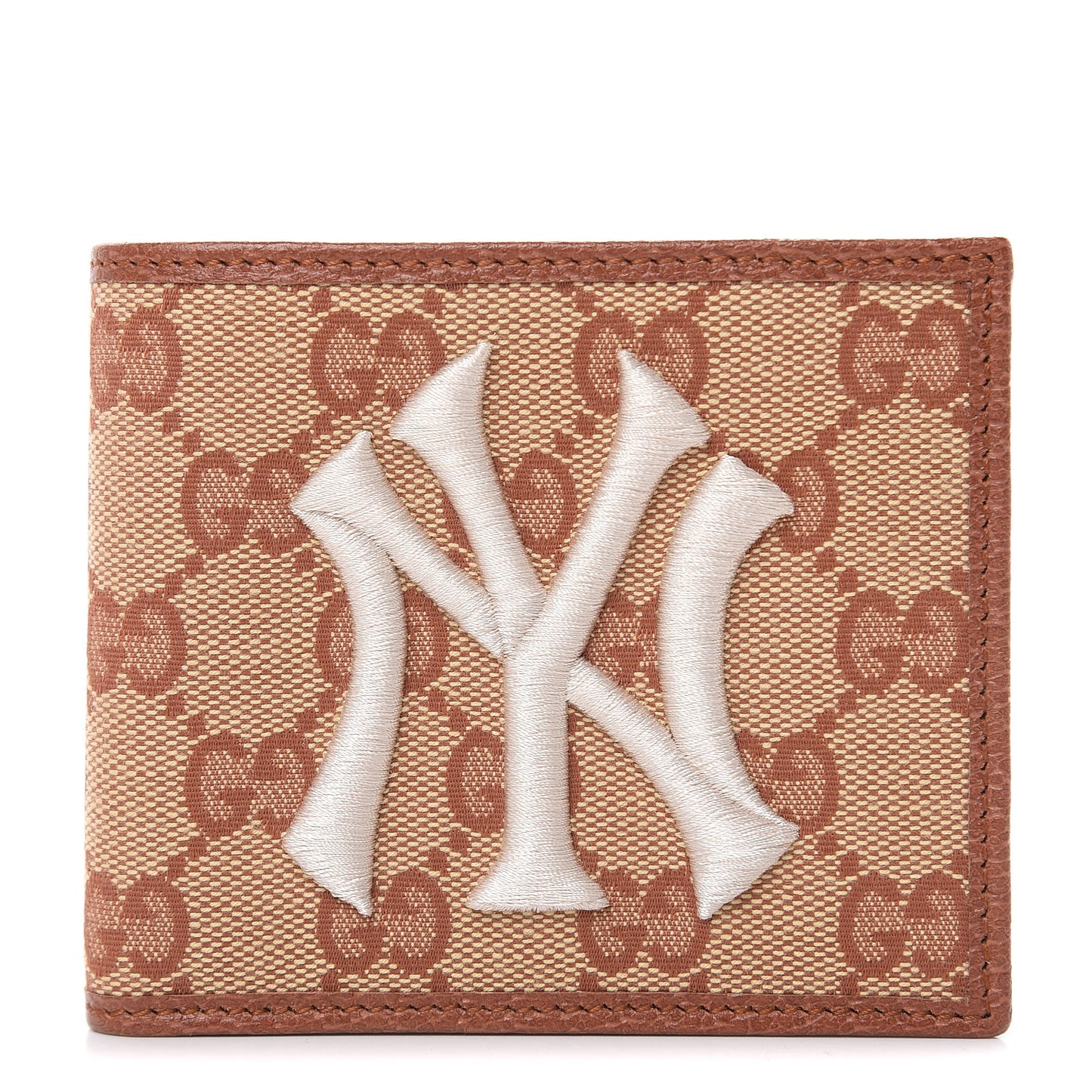 X MLB Monogram NY Yankees Bi-Fold Wallet Beige Ruggine Ivory