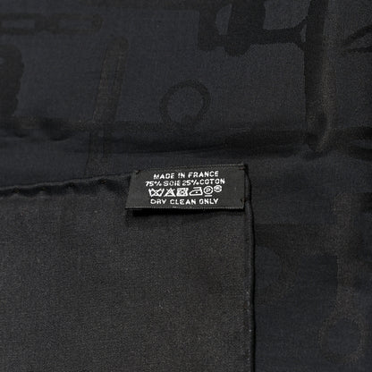 Hermes Silk Cotton Collection Equestre Scarf 100 Black 2 of 3