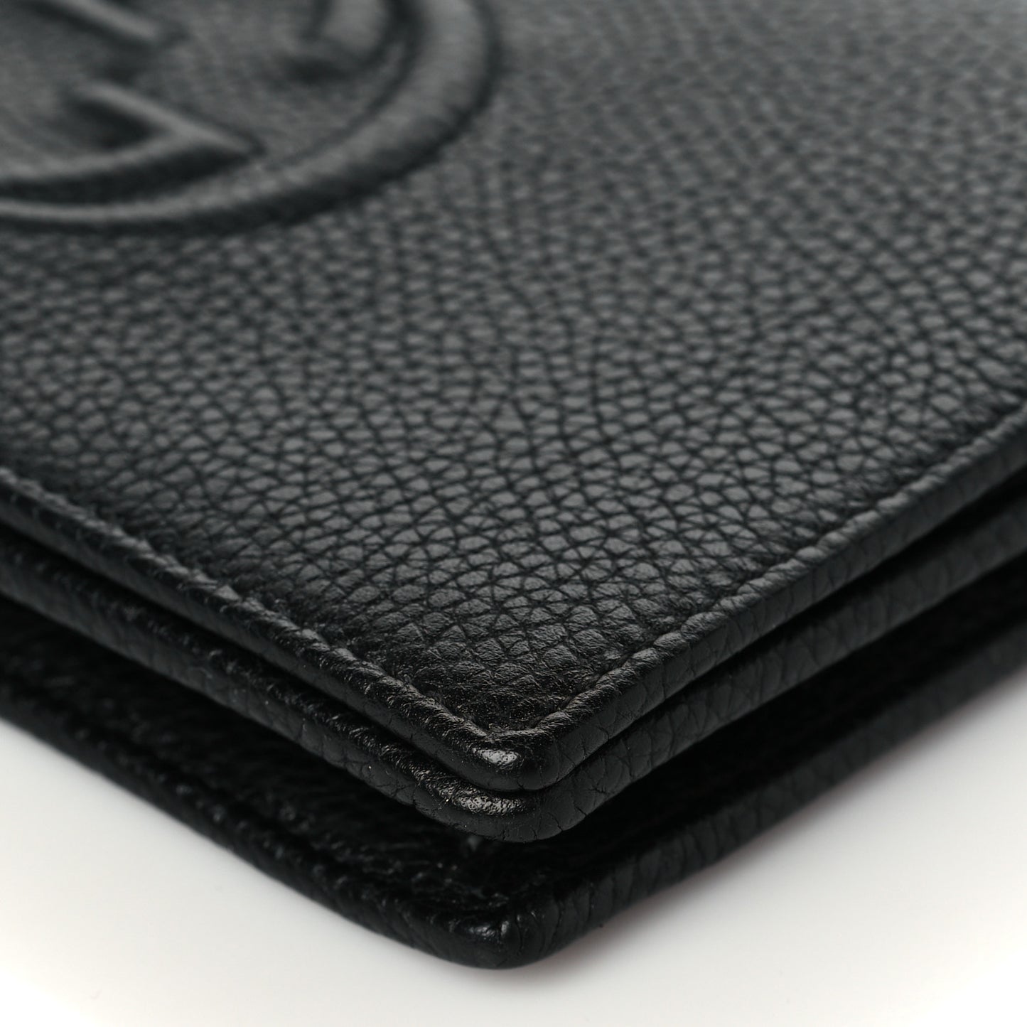Pebbled Calfskin Soho Wallet on Chain Black