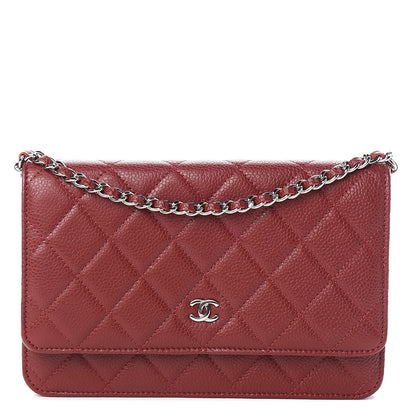 Chanel Caviar Quilted Wallet On Chain WOC Dark Red 1 of 12