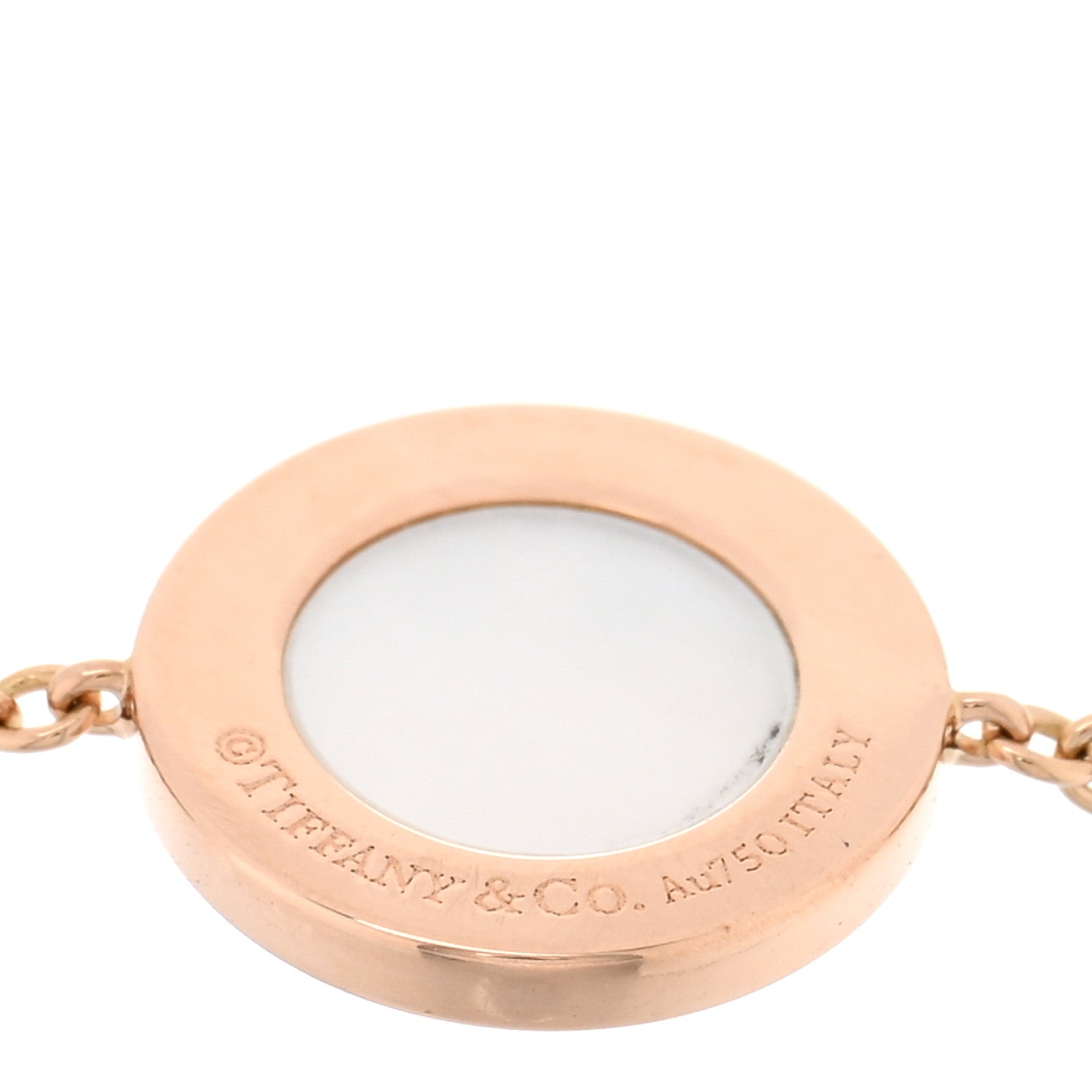 Tiffany 18K Rose Gold Mother of Pearl T Circle Bracelet 3 of 4
