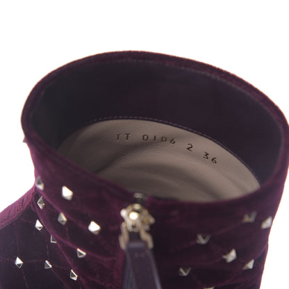 Valentino Garavani Velvet Rockstud Spike Court Ankle Booties 36 Rubino 10 of 11