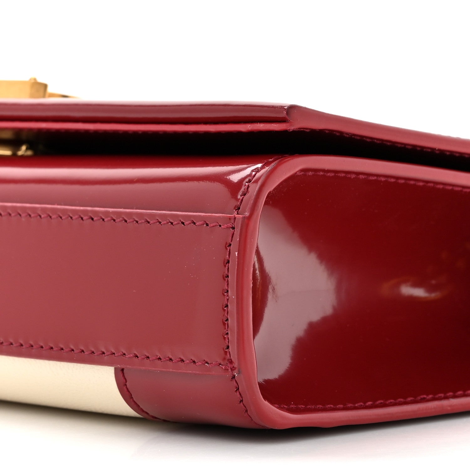 Saint Laurent Nappa Patent Calfskin Two-Toned Small Monogram Kate Satchel Off White Oxblood Red 9 of 14