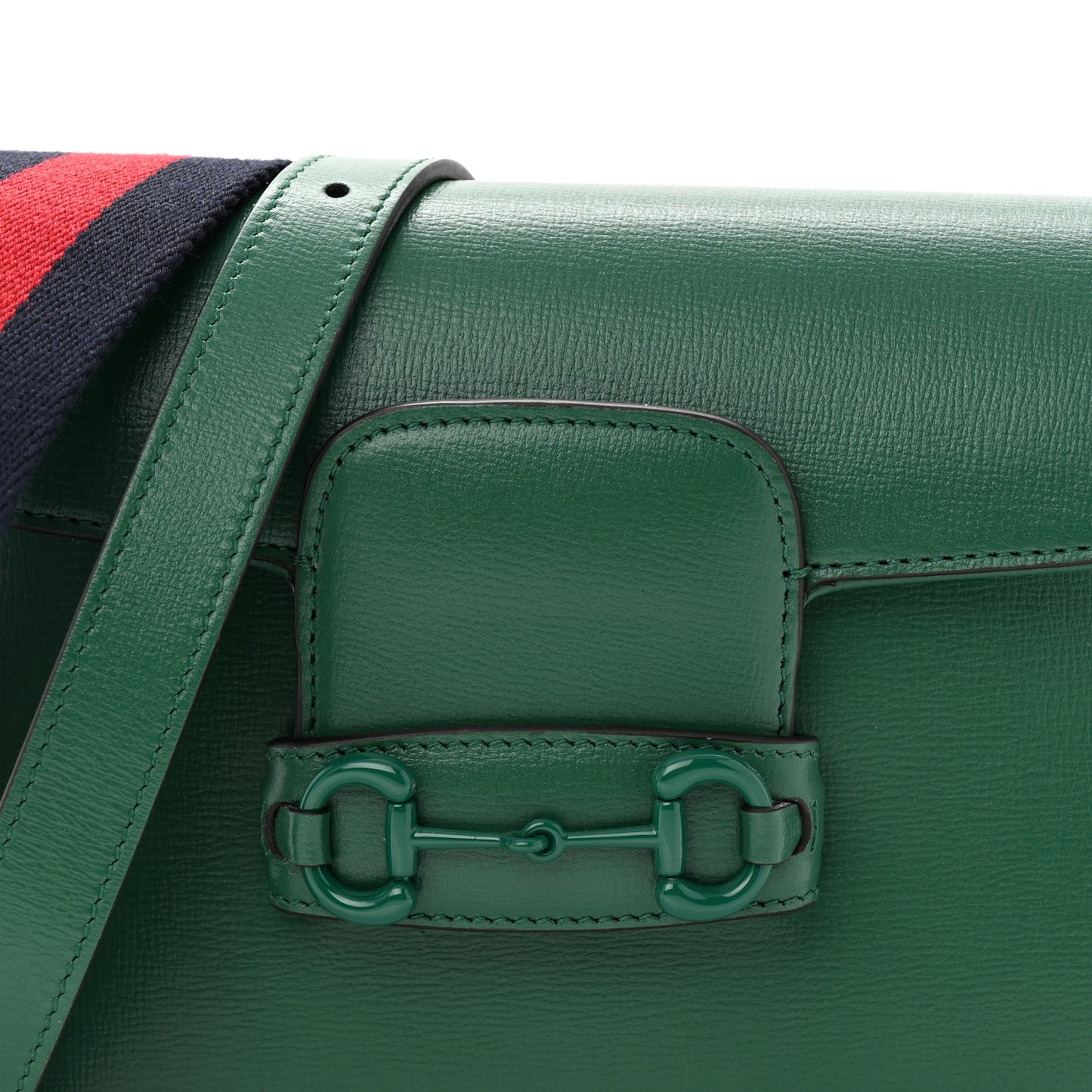 Azalea Calfskin Web Monochrome Horsebit 1955 Shoulder Bag Emerald