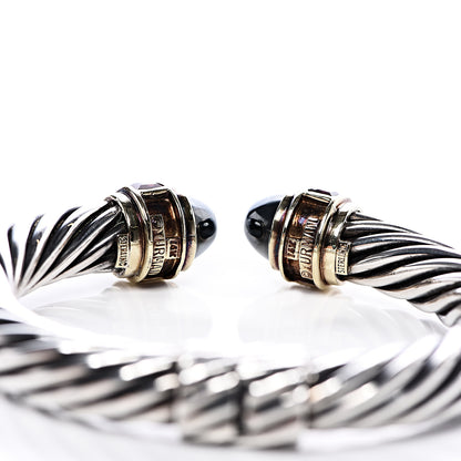 David Yurman Sterling Silver 14K Yellow Gold Hematite Garnet 10mm Cable Classics Bracelet 4 of 4