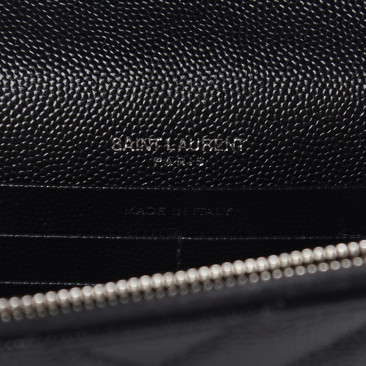 Grain De Poudre Matelasse Chevron Monogram Envelope Chain Wallet Black
