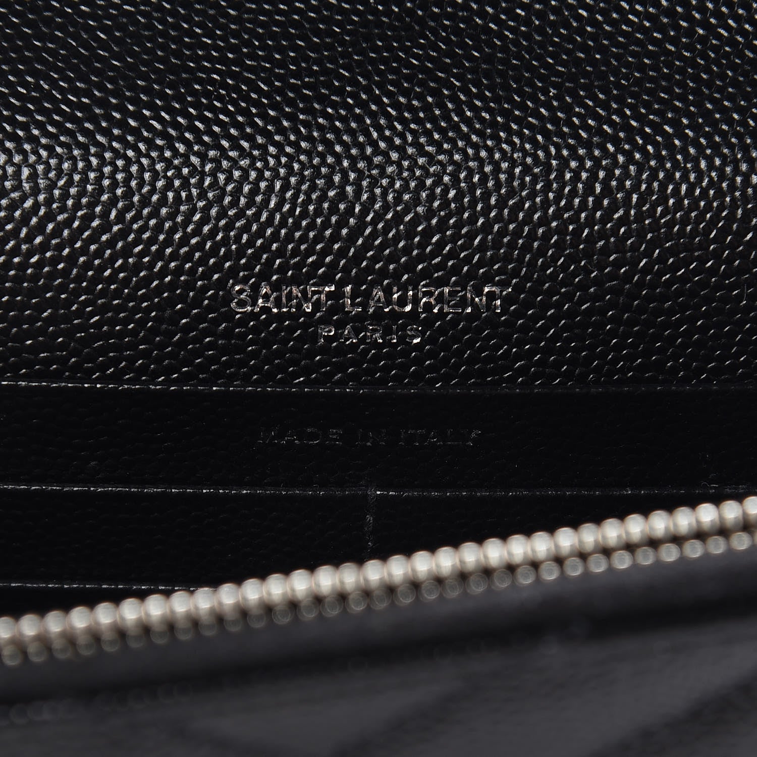 Saint Laurent Grain De Poudre Matelasse Chevron Monogram Envelope Chain Wallet Black 6 of 10