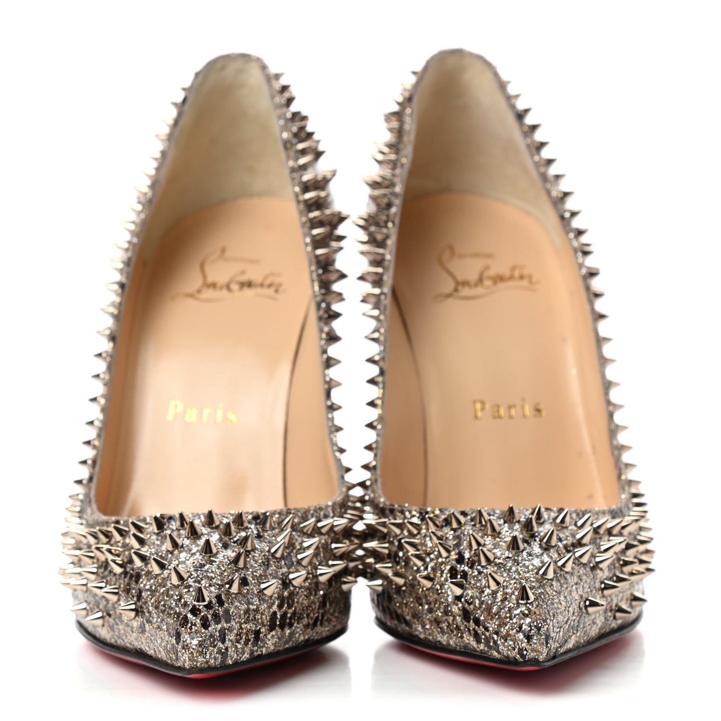 Glitter Eve Studded Escarpic 100 Pumps 35.5 Roccia Colombe Metal