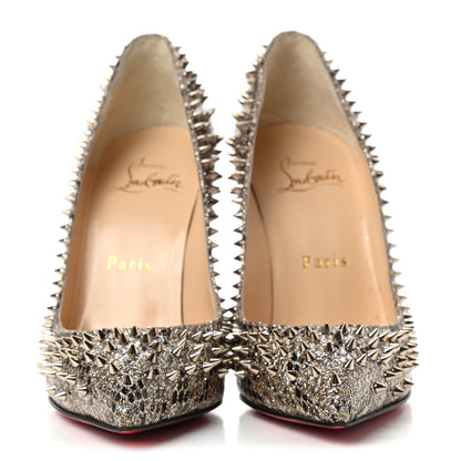 Christian Louboutin Glitter Eve Studded Escarpic 100 Pumps 35.5 Roccia Colombe Metal 2 of 7