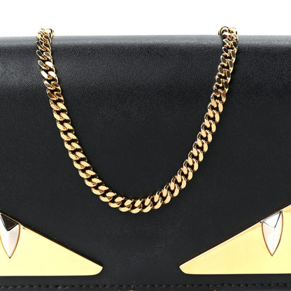 Fendi Vitello Liberty Lucido Metal Monster Eyes Tube Wallet on Chain Black 8 of 10