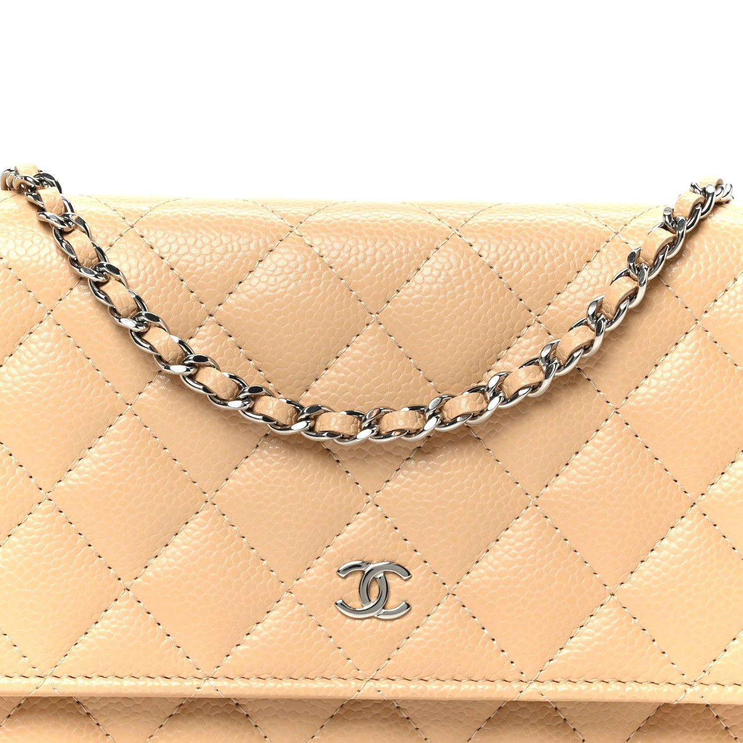 Chanel Caviar Quilted Wallet on Chain WOC Beige 8 of 11