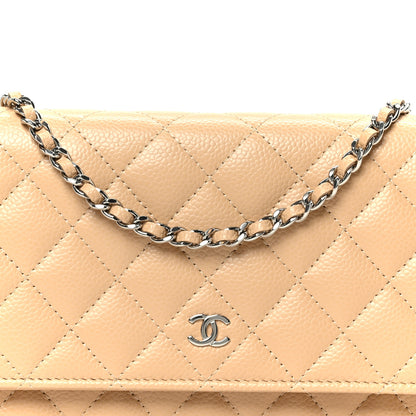 Chanel Caviar Quilted Wallet on Chain WOC Beige 8 of 11