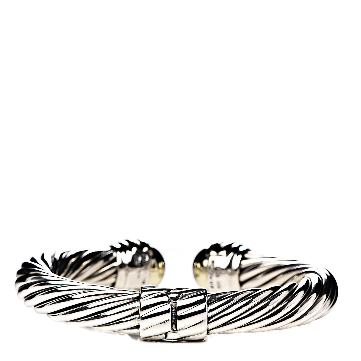 Sterling Silver 14K Yellow Gold 10mm Cable Classics Bracelet