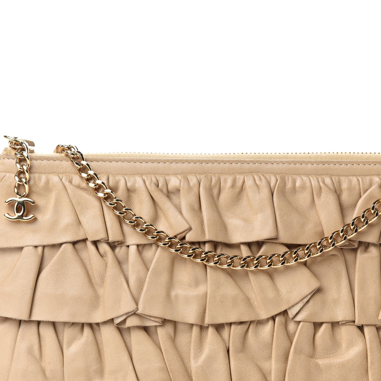 Chanel Lambskin Ruffle Evening Bag Beige 11 of 11
