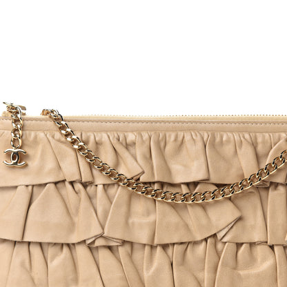 Chanel Lambskin Ruffle Evening Bag Beige 11 of 11