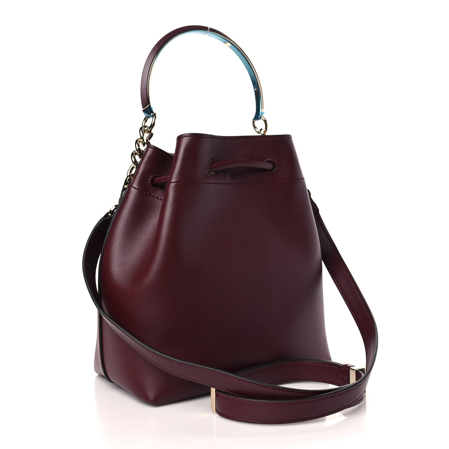 Jimmy Choo Calfskin Bon Bon Bucket Bag Burgundy 3 of 8
