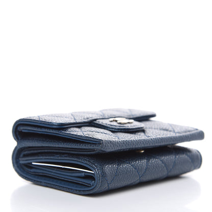 Chanel Metallic Caviar Quilted Compact Flap Wallet Dark Blue 4 of 8