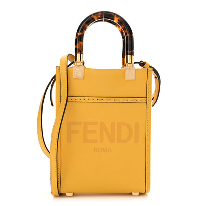 Fendi Vitello King Plexiglass Logo Embossed Mini Fendi Sunshine Shopper Tote Mimosa 1 of 12