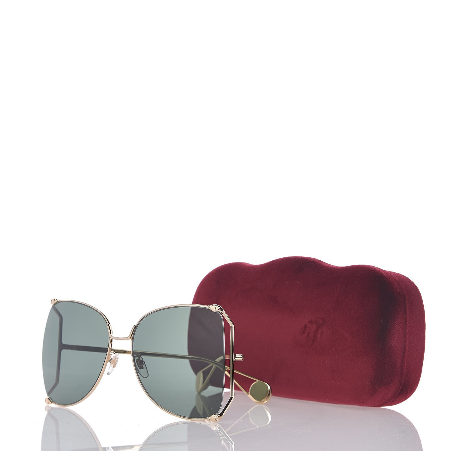 Gucci Oversized Round Sunglasses GG0252S Gold 7 of 7