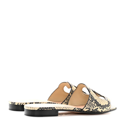 Gucci Calfskin Python Print Interlocking G Cut Out Slide Sandals 36.5 Beige Avana 4 of 12