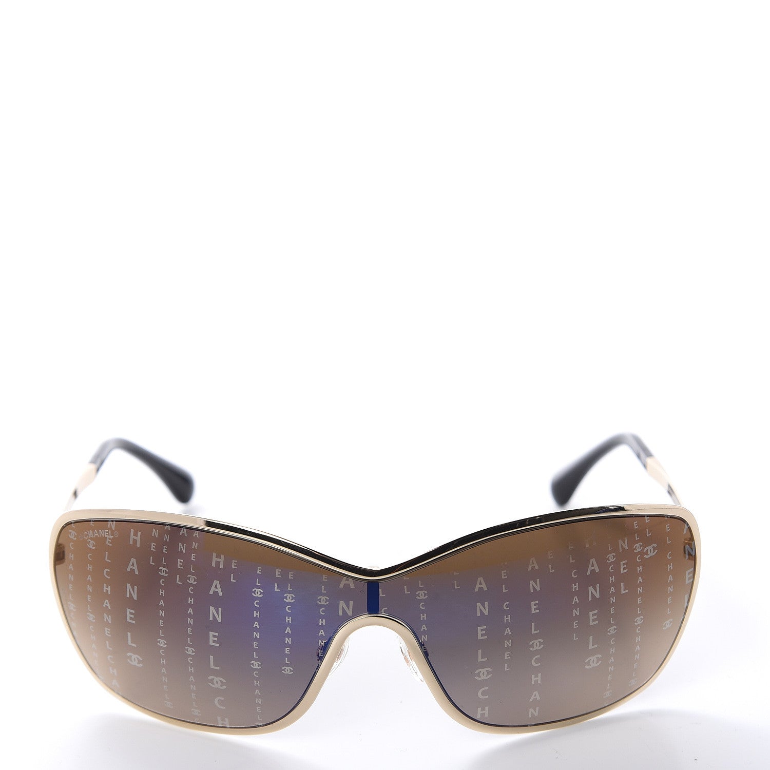 Chanel Shield Runway Sunglasses 71212 Gold Brown 3 of 7
