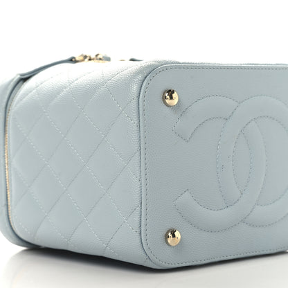 Chanel Caviar Quilted Small Top Handle Vanity Case With Chain Light Blue 10 of 12
