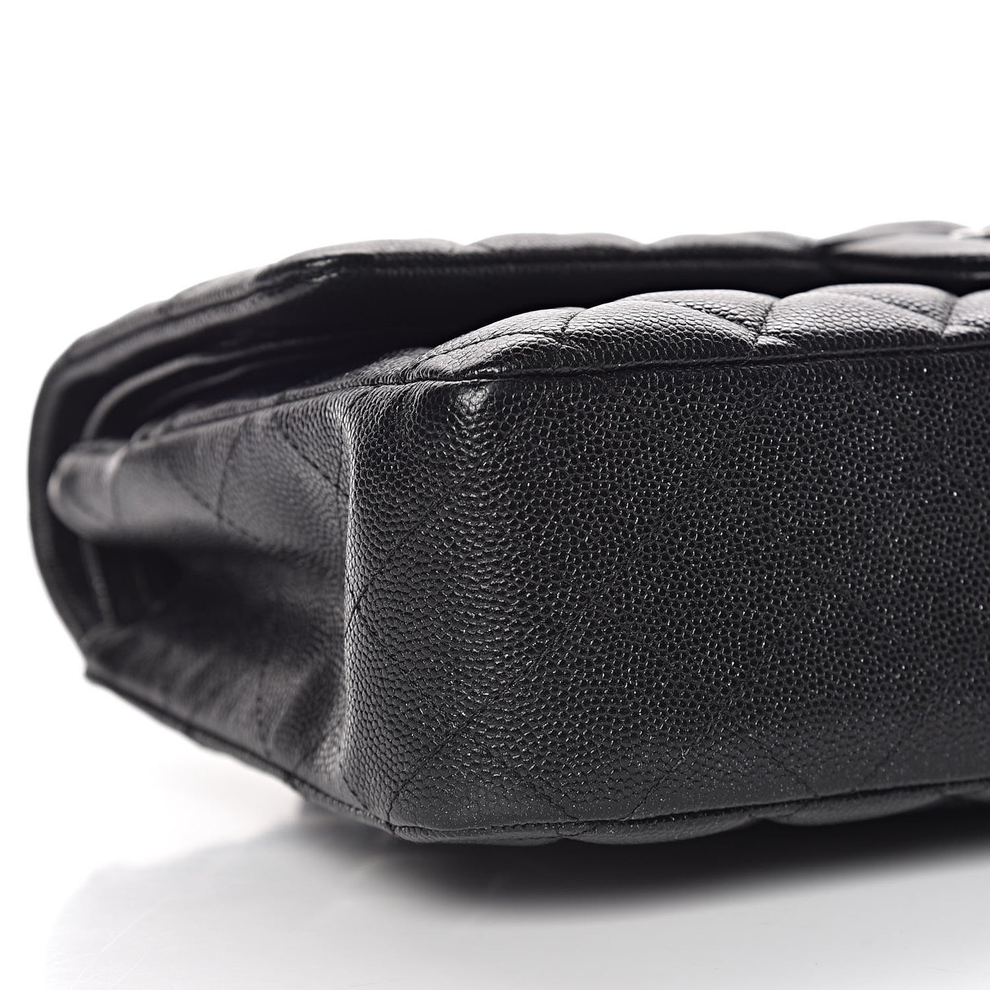 Iridescent Caviar Quilted Medium Double Flap Black