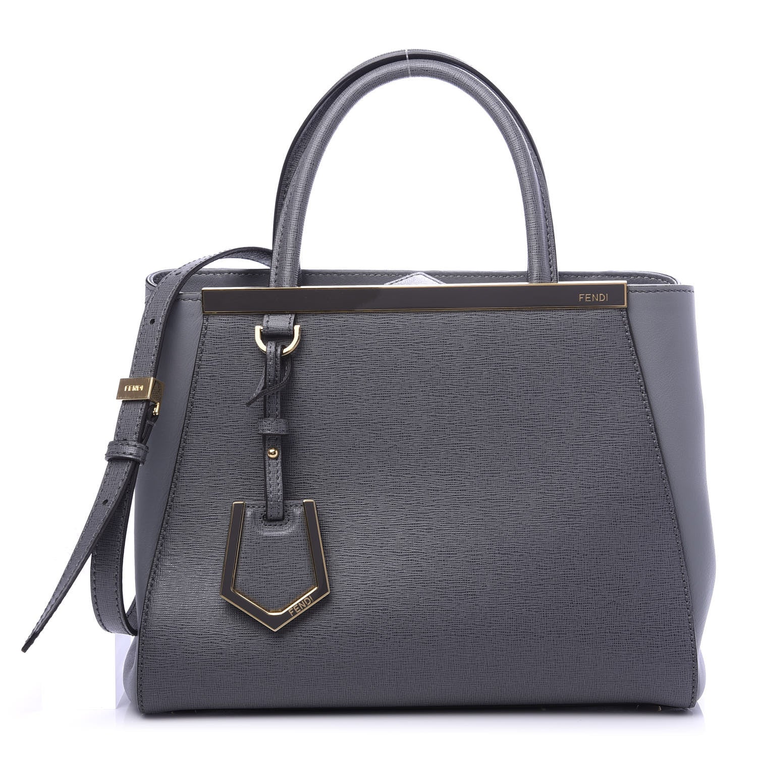 Fendi Vitello Elite Petite 2Jours Tote Grigio Grigio Chiaro 1 of 9