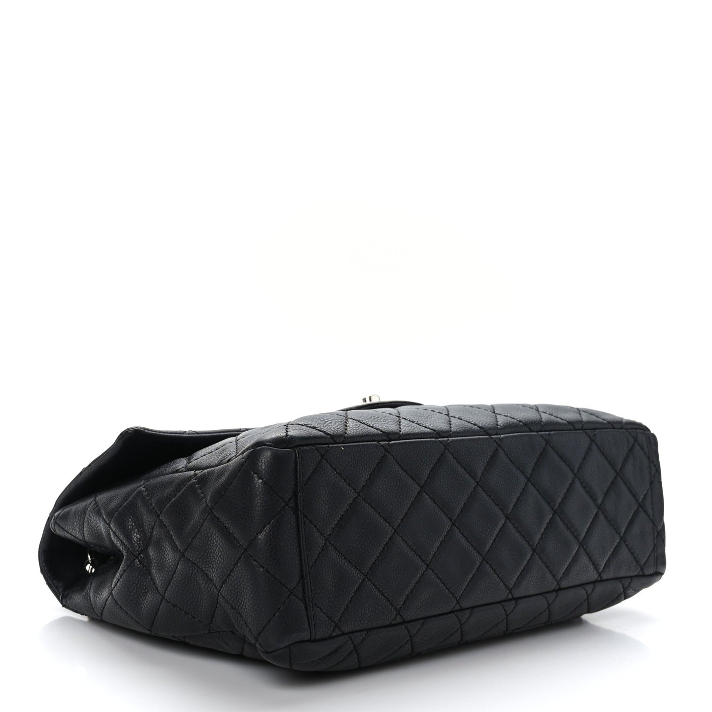 Washed Caviar Quilted Maxi Single Flap Black