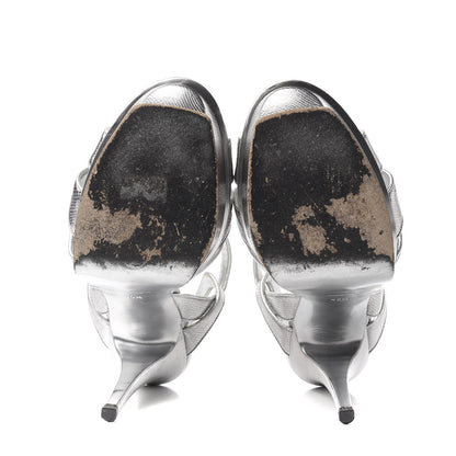 Saint Laurent Metallic Calfskin Tribute 105 Platform Sandals 40.5 Silver 7 of 11