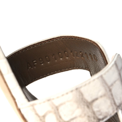 Hermes Matte Niloticus Crocodile Himalaya Oasis Sandals 37.5 White 8 of 9