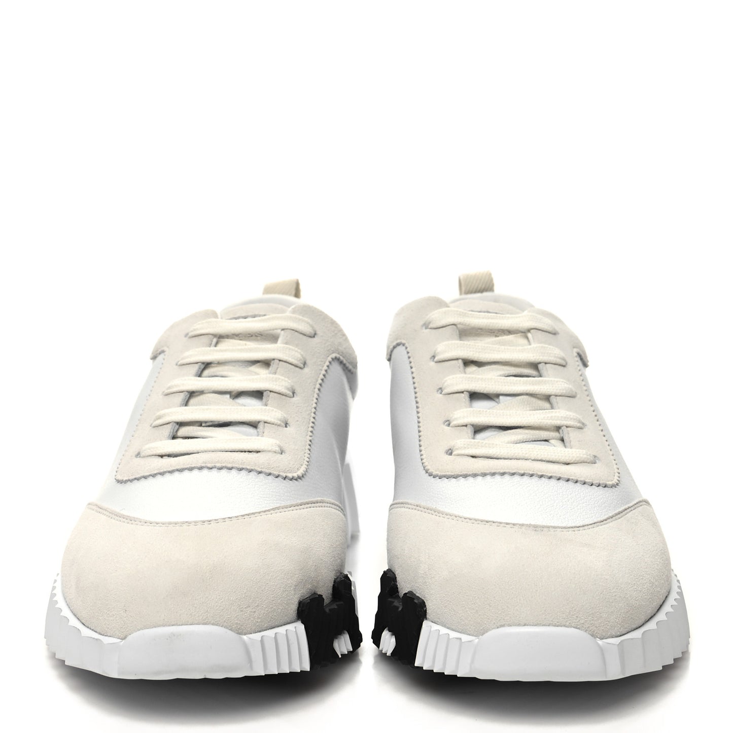Calfskin Suede Goatskin Bouncing Sneakers 40 White