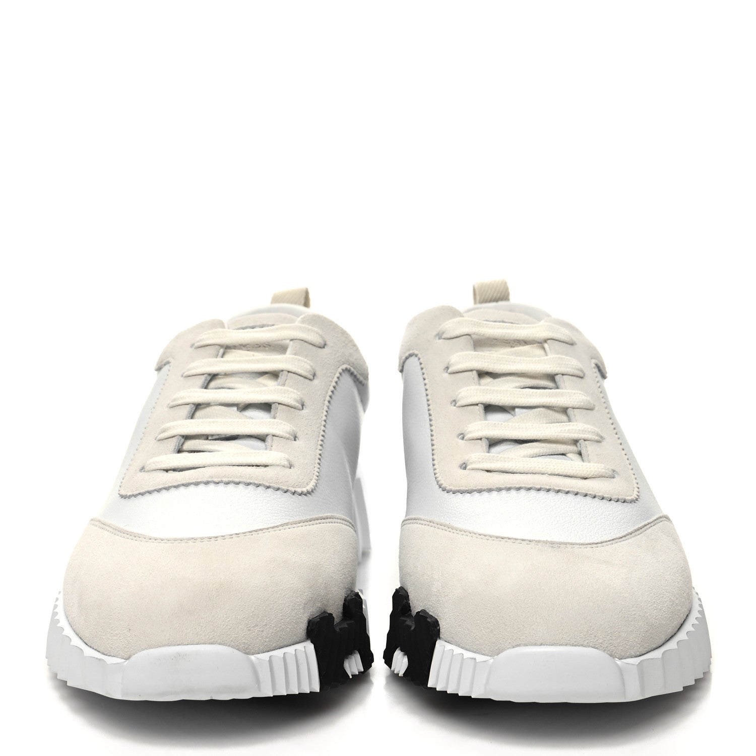 Hermes Calfskin Suede Goatskin Bouncing Sneakers 40 White 2 of 7