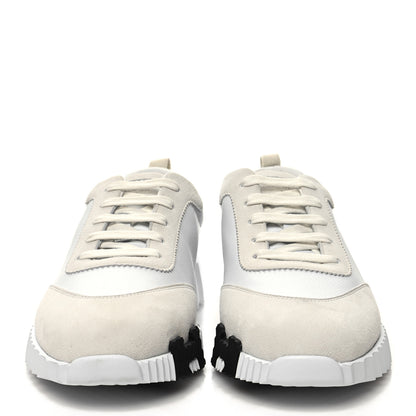 Hermes Calfskin Suede Goatskin Bouncing Sneakers 40 White 2 of 7