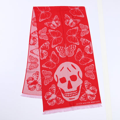 Alexander McQueen Wool Oversized Metamorphosis Scarf Red 4 of 8