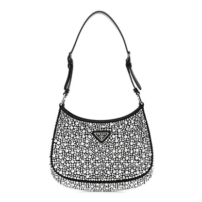 Prada Satin Crystal Cleo Adjustable Strap Shoulder Bag Metal 1 of 8