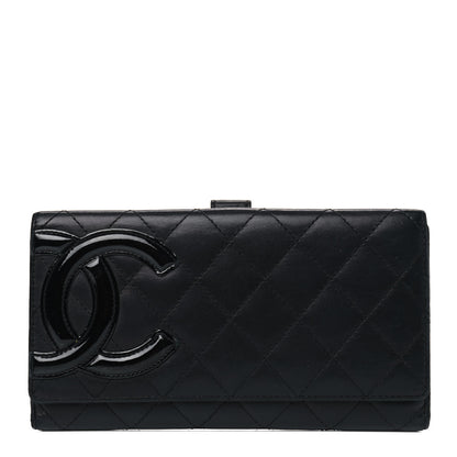 Chanel Calfskin Quilted Cambon Long Double Wallet Black 1 of 13