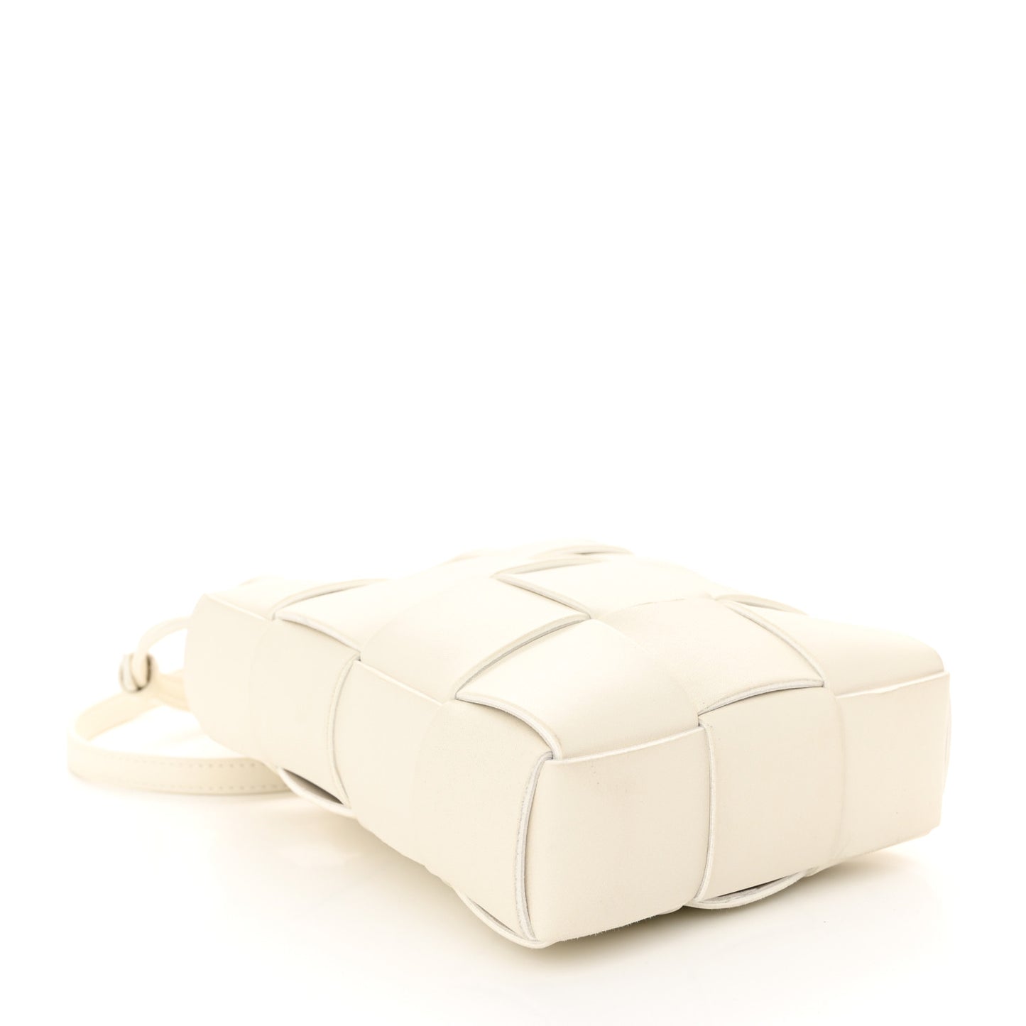 Lambskin Maxi Intrecciato Mini North South Cassette Tote White