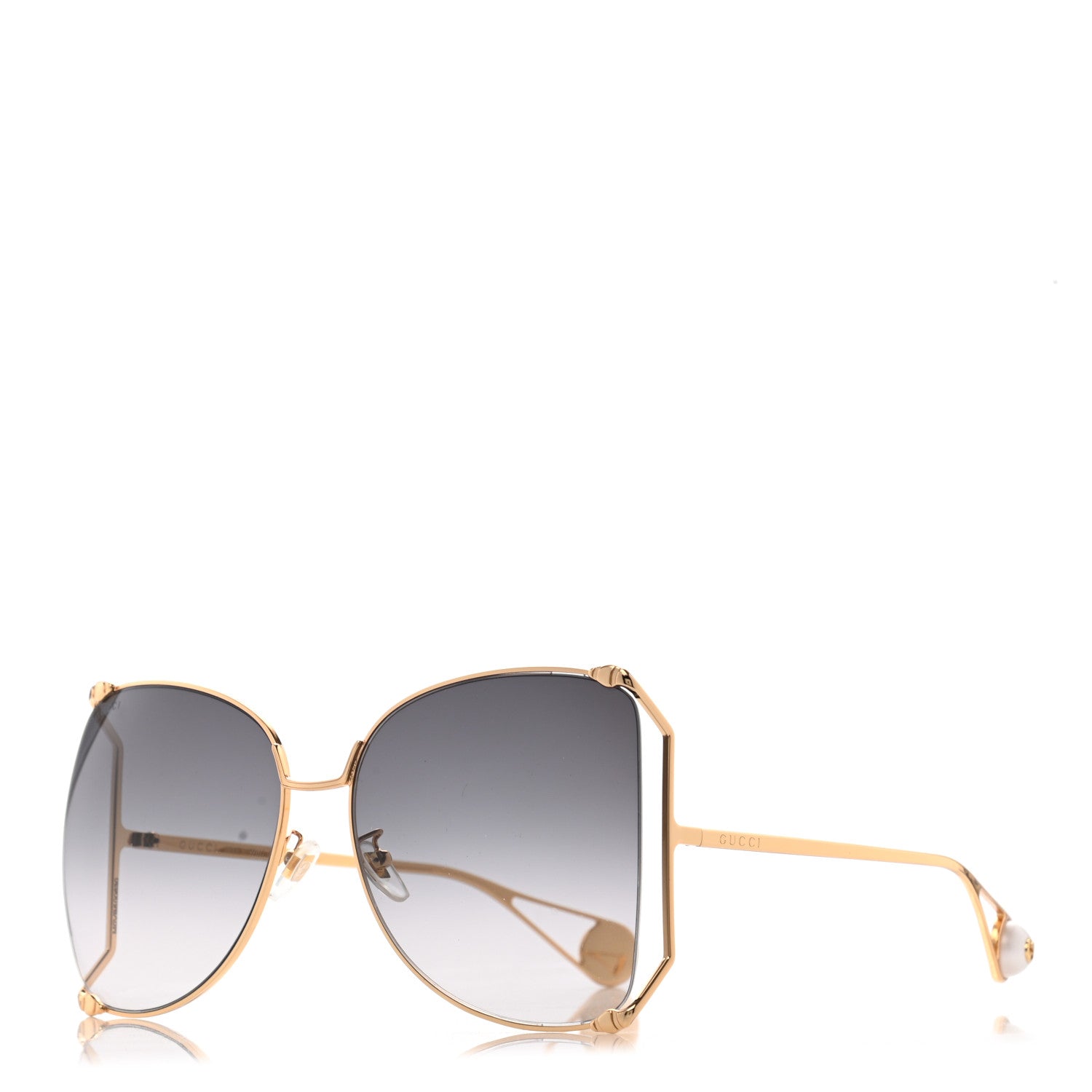 Gucci Metal Oversized Round Sunglasses GG0252S Gold 1 of 7