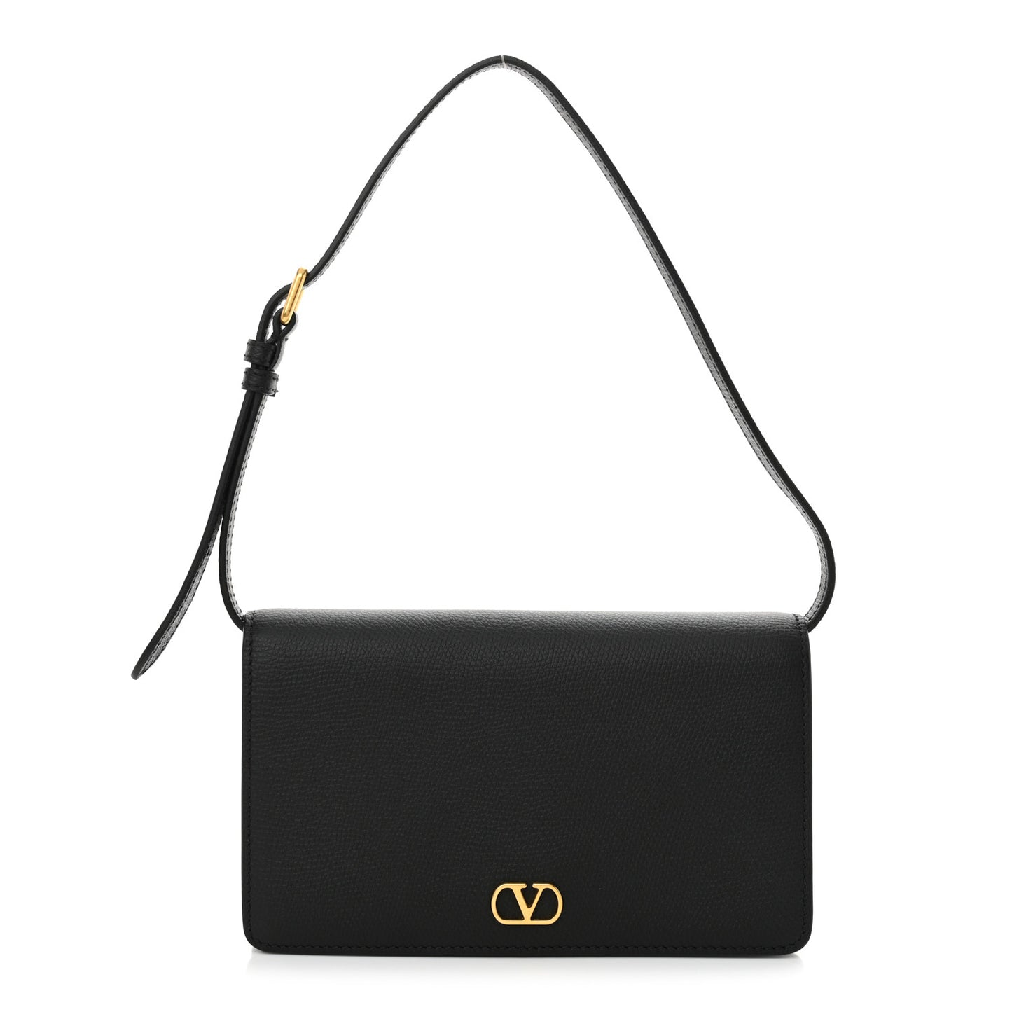 Grainy Calfskin Mini Vlogo Shoulder Bag Black