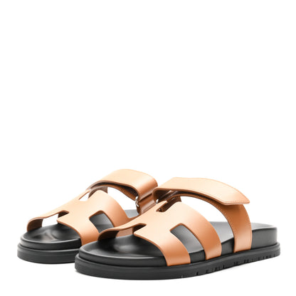 Hermes Calfskin Womens Chypre Sandals 36.5 Natural 4 of 10
