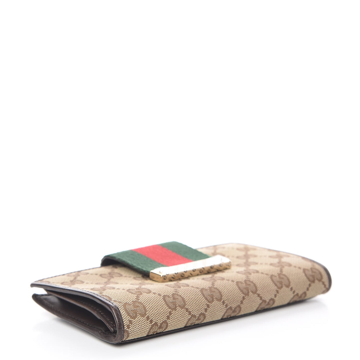 Monogram Calfskin Ladies Web Continental Wallet Beige Ebony Cocoa